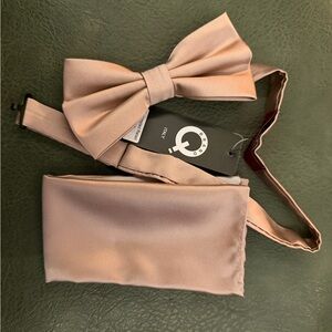 Blush/Rose Gold Bow Tie and Pocket Square Set